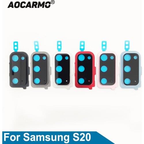 Aocarmo For Samsung Galaxy S20 Rear Back Camera Lens Glass With Frame Ring Cover Adhesive Sticker Replacement Parts