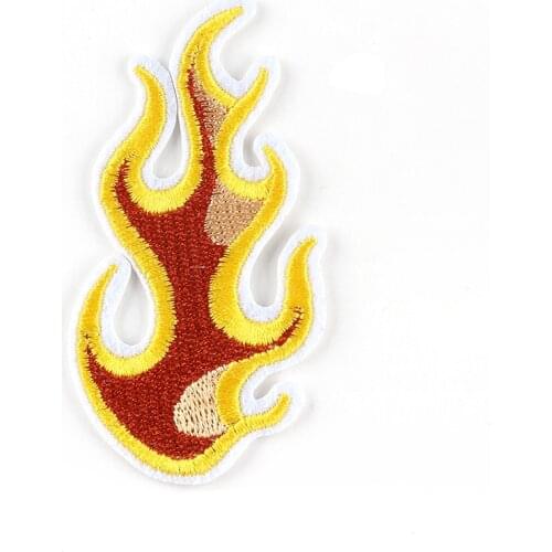Hot Fire Blaze Applique Embroidered Motorcycle Biker Clothing Diy Iron on Patch Accessory Cool Punk Fabric Sticker Flame