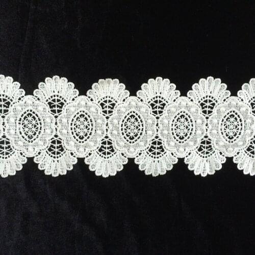 Free Shipping 14yards 9.8cm White Elegant Guipure Embroidered Net Lace Trim Flower Sewing Crochet Trim Clothes Hat DIY Ribbon