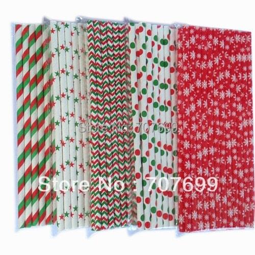Free DHL Shipping $100 Above Paper Straws, Striped Paper Straws, Red/Green Paper Straws Christmas Paper Straws 2000 pcs