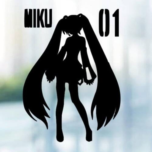 Black/Sliver Miku Vocaloid Vinyl Car Body Decals Window Door Decal Funny Top Quality Rainproof Removable S1313