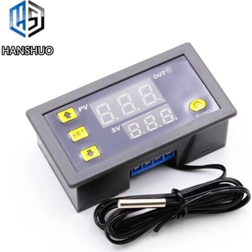 W3230 AC110V-220V DC12V Digital Temperature Controller Red And Blue Display 20A -55-120 Degree Temperature Measurement Data Save