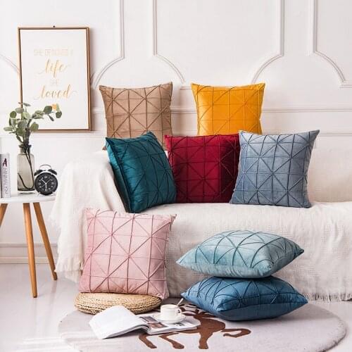 Home luxury sofa cushion room decoration rhombic bedside cushion cover decorations for home lattice velvet pillow cover