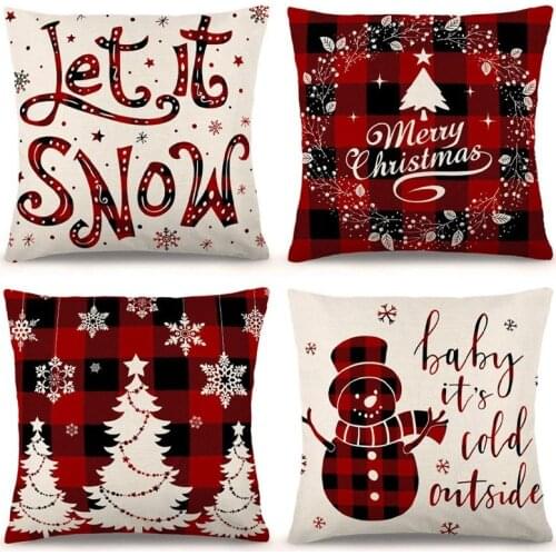 Hot XD-Pillow Covers Farmhouse Buffalo Plaid Pillow Covers Holiday Rustic Linen Pillow Case for Sofa Christmas Decorations