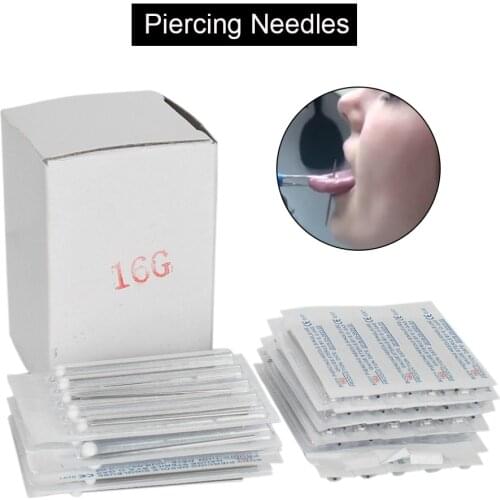 10pcs Surgical Steel Sterile 16G Body Tattoo Piercing Needles Gauge Tattoo Supply Agujas De Piercings Naalden