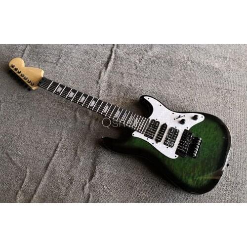 Quality QShelly custom 7 strings green quilted maple top alder body scalloped ebony fingerboard locking tuners electric guitar