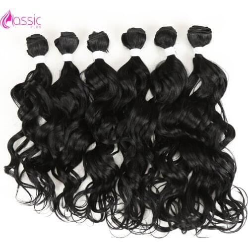 CLASSIC PLUS Deep Wave Bundles Hair Weave Bundles Ombre Black 6Pieces 16-20 Inch 250g Synthetic Hair Extensions Nature Curly Wig