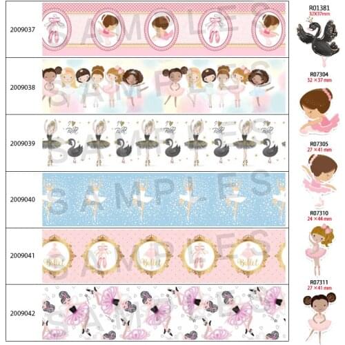 Lovely Girl Character Printed Grosgrain/Satin Ribbon 10Yards,Planar Resins 30 pcs