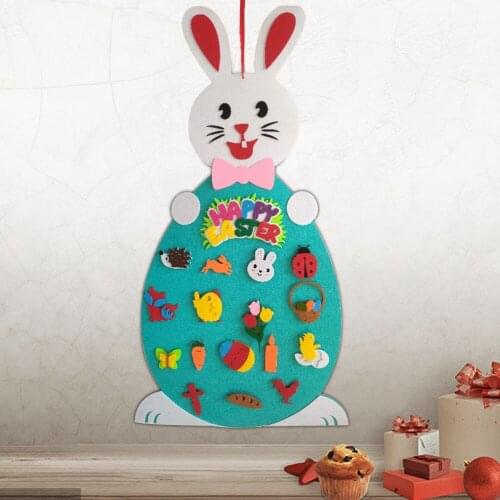 Creative Easter DIY Felt Bunny Set with Detachable Alphabet Easter Ornament Kids Easter Gift for Home Door Wall Decoration