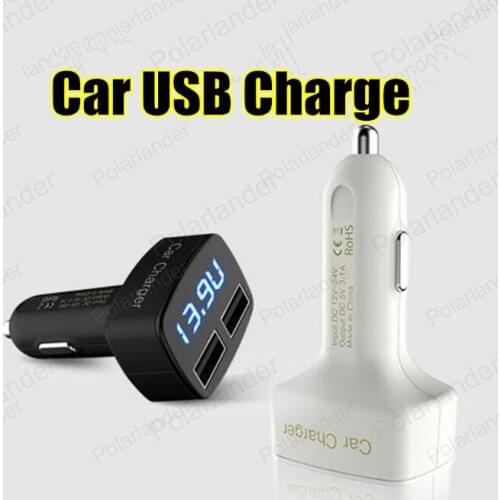 Square Car Charger Dual USB for mobile phones and digital cameras etc Universal car chargers 12 V 2.1A1A output adapter