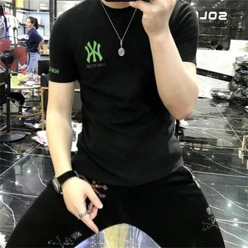 Fashion Brand Alphabet Embroidery Male T-shirt 2021 Summer New High Quality Thickened White Short Sleeve Slim 4XL Mans T-shirt