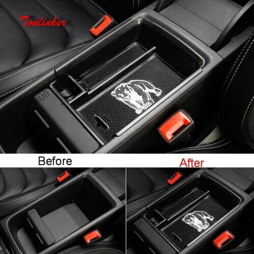 Tonlinker Cover Sticker for SKODA KODIAQ 2017-18 Car Styling 1 PCS ABS plastics Stowing Tidying Central armrest box storage