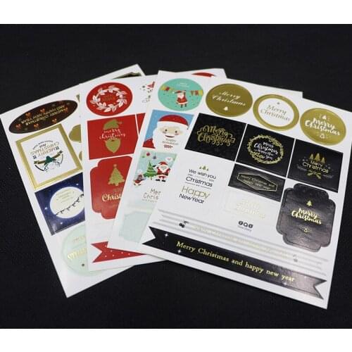 1/2/4PCS Christmas Gift Paper Stickers Xmas Decoration Merry Christmas DIY Gift Tags Labels for New Year Presents Navidad Natal