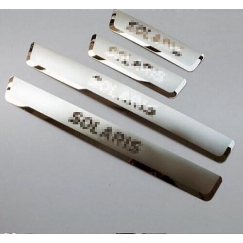 For Hyundai Solaris 2012-2016 Sedan Hatchback Stainless Steel Door Sill Strip Car Styling Stickers Auto Accessories 4 Pcs