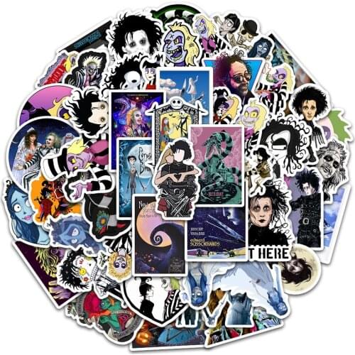 10/30/50PCS Tim Burton Movie Beetle Juice Scissors Hand Edward American Drama Classic Graffiti Sticker Wholesale