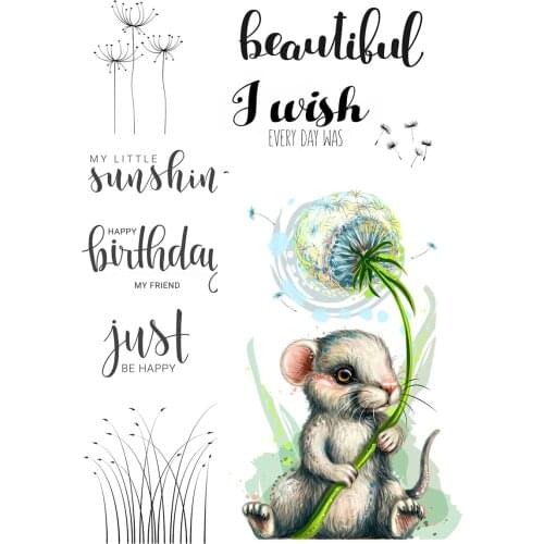 Dandelion Wish Mouse Clear Stamps New Rubber Silicone Seal for DIY Scrapbooking Card Making Album Decoroation Crafts
