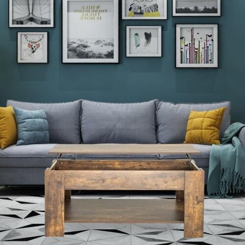 Lift Top Coffee Table w/Hidden Storage Organzier 2 Open Shelves Functional Tea Desks Living Room Reception Office Home Furniture