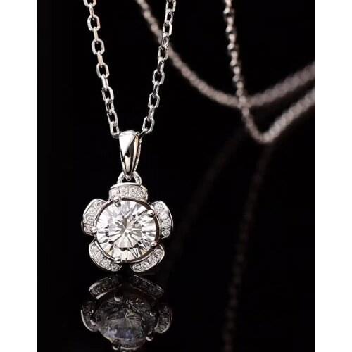 S925 Sterling Silver Chain Necklace White D Color 1CT Bud Moissanite Pendant Women Luxury Fine Jewelry Drop Shipping