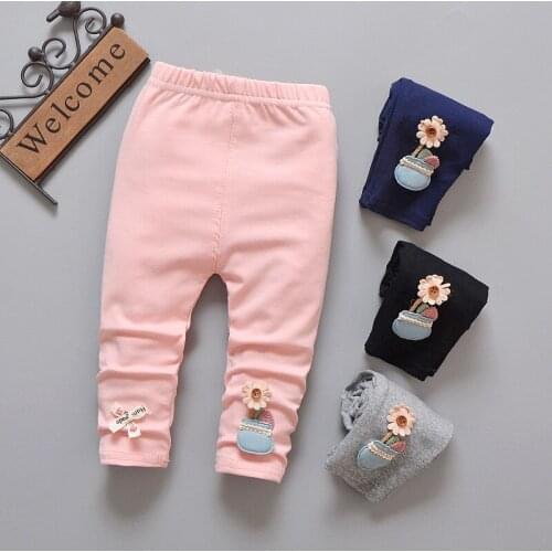 Baby pants 2018 spring new flower cotton comfortable female baby girls pants 0-3 years children trousers leggings