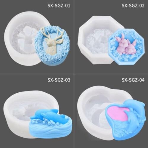 3D Dolphin Rabbit Elk Silicone Soap Mold DIY Clay Candle Making Mousse Cake Tool