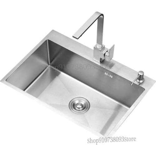 Kitchen Sink Large Single Tank 304 Stainless Steel Thickened Dishwashing Trough
