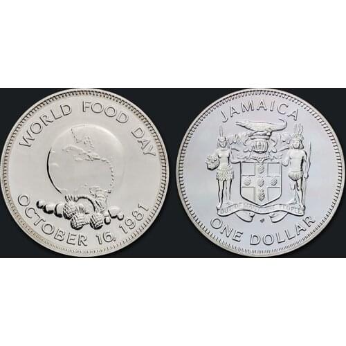 Jamaican one 1 dollar coin Fao World Food Day 1981 100% Real Original Collection Coins Unc Genuine Coin