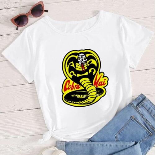 Womens Karate Cobra Kai Printed T Shirt Kawaii Modern Streetwear Vetement T-shirt Personalized Style Aesthetic Tshirt Feminino