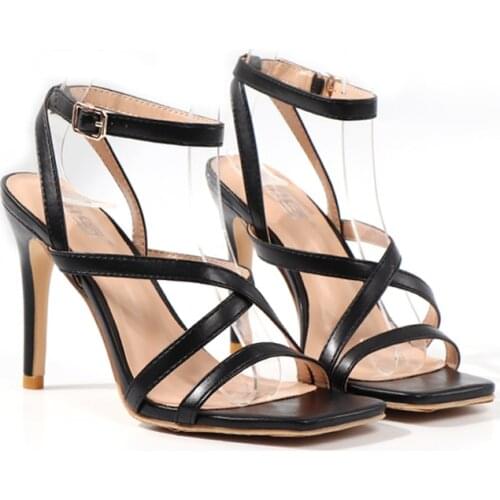 Sexy Women Sandals Super High Heel New European And American Buckle And Beautiful Open Toe Hollow Roman Party Stiletto Sandals