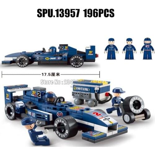 Sluban 0351 196pcs Blue Racing Car Building Blocks Toy