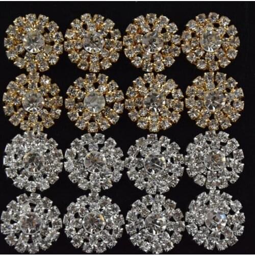 10 pcs/lot Rhinestone Flatback Buttons DIY Craft Supply Applique Metal Crystal Botones Decoration Diamond Embellishment Dress