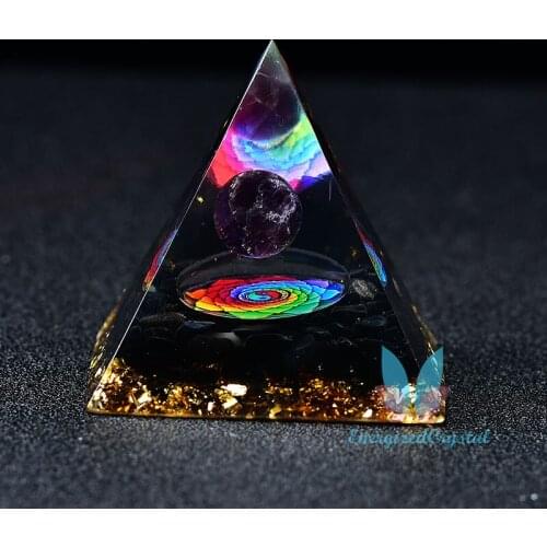 2.36‘’ Orgone Pyramid Magic Vision Tiger Eye Ball Quartz Healing Meditation Gift