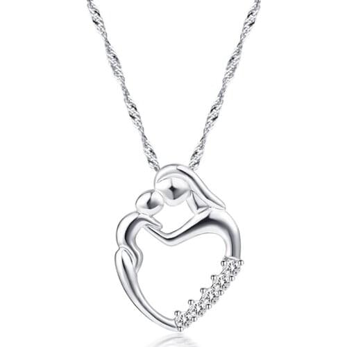 2019 Romantic Fashion Silver Color Heart Pendant Necklace Copper Zircon Necklace Jewelry Couples Women Gifts High Quality
