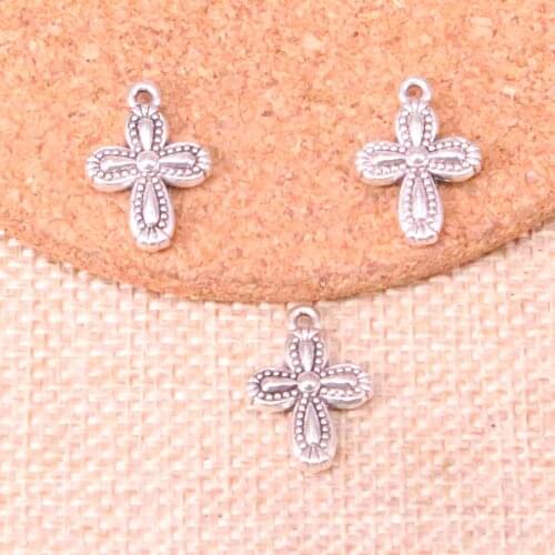20pcs Tibetan Silver Plated cross flower Charms Pendants for Jewelry Making DIY Handmade Craft 18*13mm