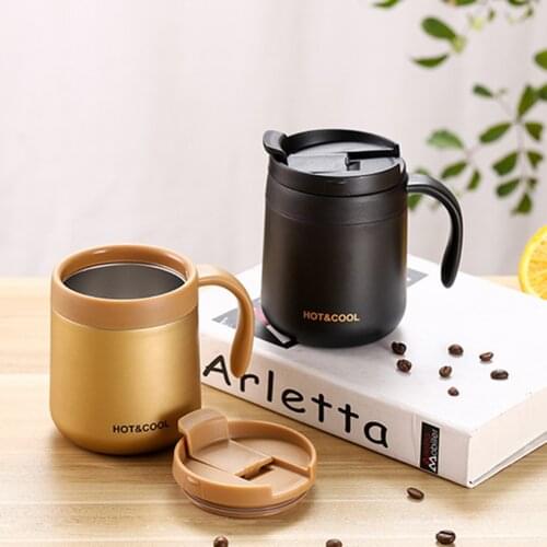 500ml Coffee Thermal Mug With Handle Portable Stainless Steel Vacuum Cup Insulated Water Mug Flask Thermo Water Bottle Dropship