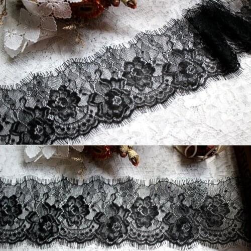 6M/ 10cm width Exquisite Eyelash Lace Fabric Soft Floral Lace DIY Clothing Accessories White Black