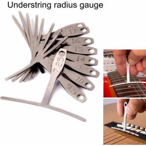 9pcs Guitar Spoke Gauge T-Shape Ruler Fingerboard Measure Luthier Tool Neck Frets Arc Adjustment Measure Caliper
