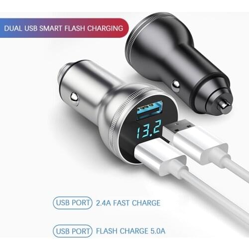 Car Charger 2 Port LCD Display 12-24V 120W Cigarette Socket Lighter Dual USB Professional 4.8A For Smart Phone For HYUNDAI Car