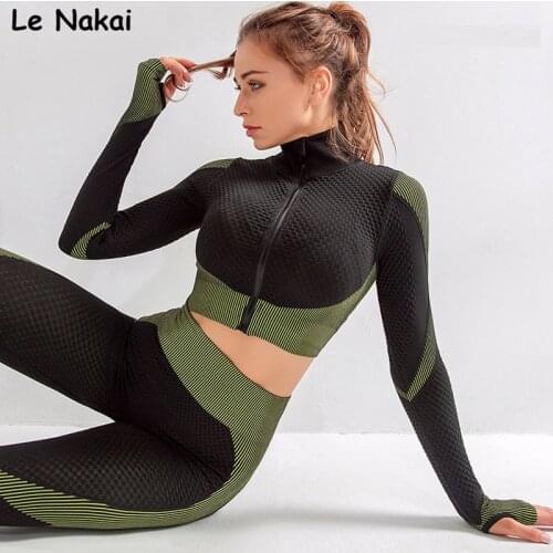 Long sleeves seamless yoga top workout gym crop tops for women running T shirt sports zip sweatshirt with thumb hole