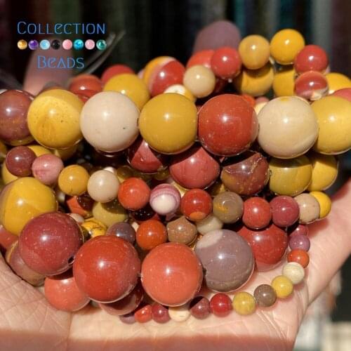Natural Mookaite Stone Spacer Loose Round Beads For Jewelry Making 4-12 mm Diy Bracelets Accessories 15" Wholesale