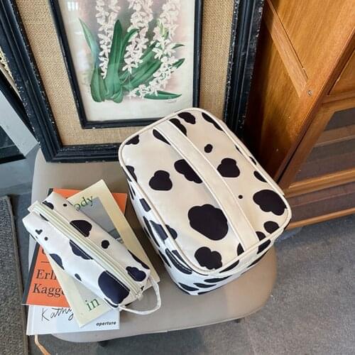Cow Print Pencil Case Bag Storage Pouch Simple Stationery Bag Holder For High School Office College Student