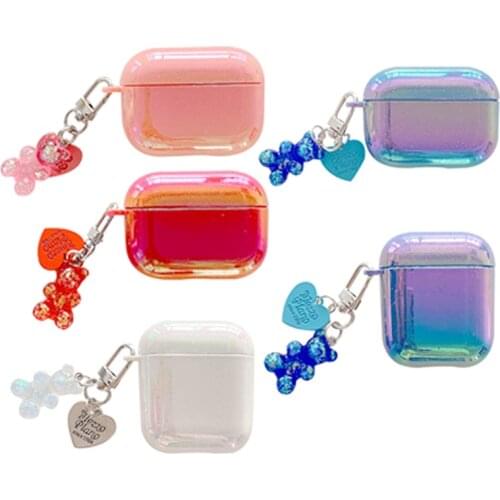 Earphone Cases For Apple AirPods 1 2 Pro3 Charging Soft TPU Cover Wireless Bluetooth Fashion Bear Pendant Case