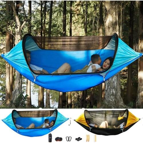 New Tear-Resistant Nylon Parachute Double Hammock With Detachable Bug Net Rain Card Camping/garden Hammock with Mosquito Net