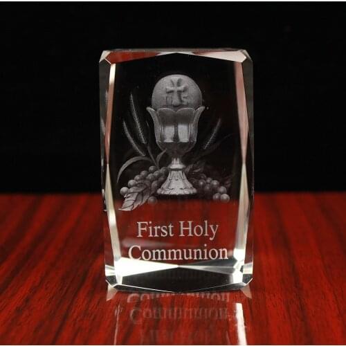 First Holy Communion Crystal 3D Holy Grail Photo Cube Religious Christian Favor Gifts