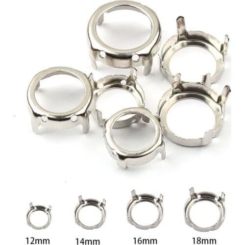 All Sizes 12-18mm k Silver Color Round Hollow Claws Crystal Multi Size For Setting Fancy Stone Round Shape Crystal Beads