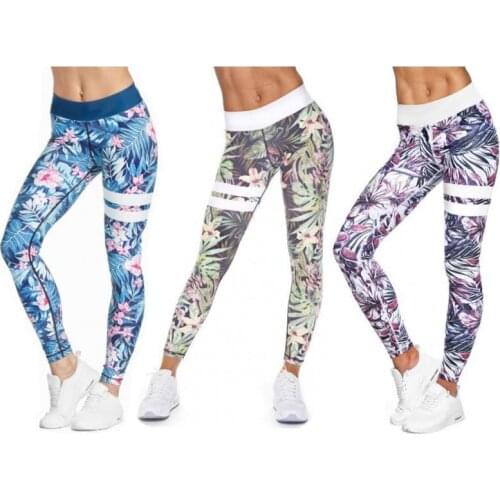 Hot Sale Digital Printing High Waist Casual Leggings Leaf Lady Sports Yo-ga Leggings Nine Pants Leggings Fashion Fitness Pants
