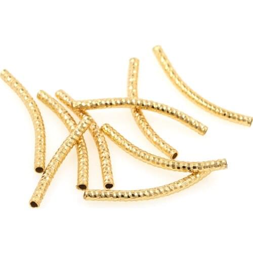 10PCS Long Copper Curved Tube Beads for DIY Handmade Accessories For Jewelry Making