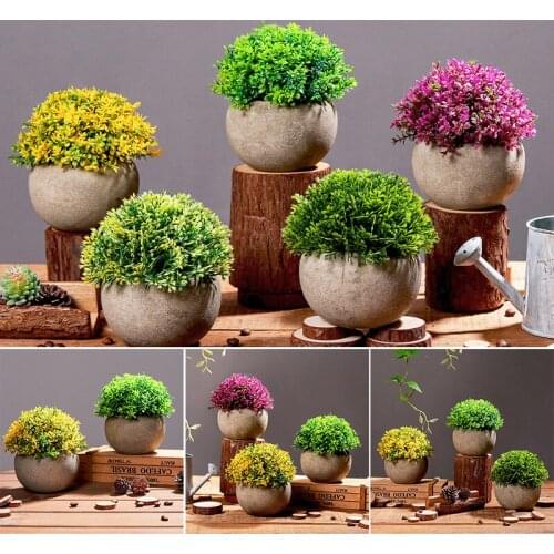 Mini Simulation Pant Potted Fresh Grass Ball for Bathroom Home Office Room House Decorations SCIE999