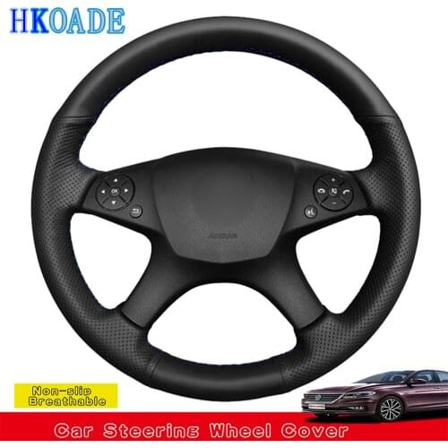 DIY Hand-stitched Black High Soft Genuine Leather Car Steering Wheel Cover For Mercedes Benz W204 C-Class 2007-2010 C230 C280