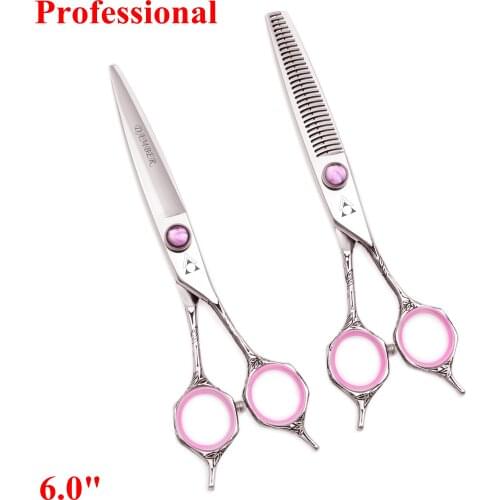 6.0 Hair Scissors Set Professional Hairdressing Scissors Hair Cutting Scissors 440c Hairdresser Thinning Salon Barber Tools 9018