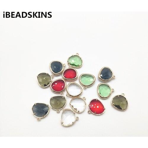 New arrival! 16X12mm 50pcs Copper/Glass Faceted apple Shape Charm for Necklace Earrings parts,hand Made Jewelry DIY